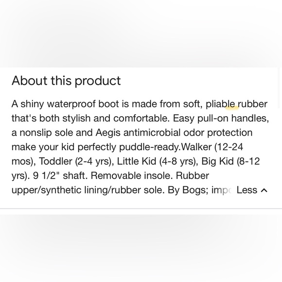 NWOB: BOGS!! Neutral Black Youth Easy Pull On Waterproof Rain Boots Youth Size 6 - Picture 10 of 11